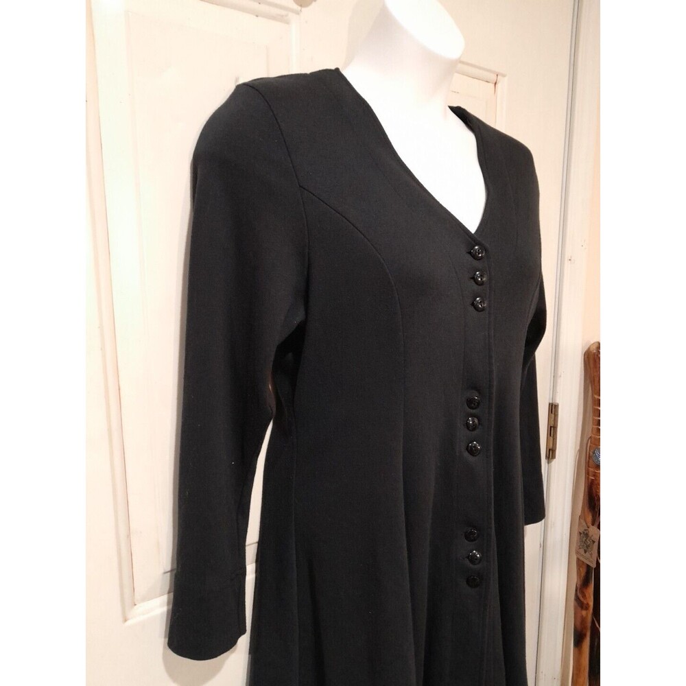 Weekender Black Dress, Buttons, Stretch, Pleated Sz Sm